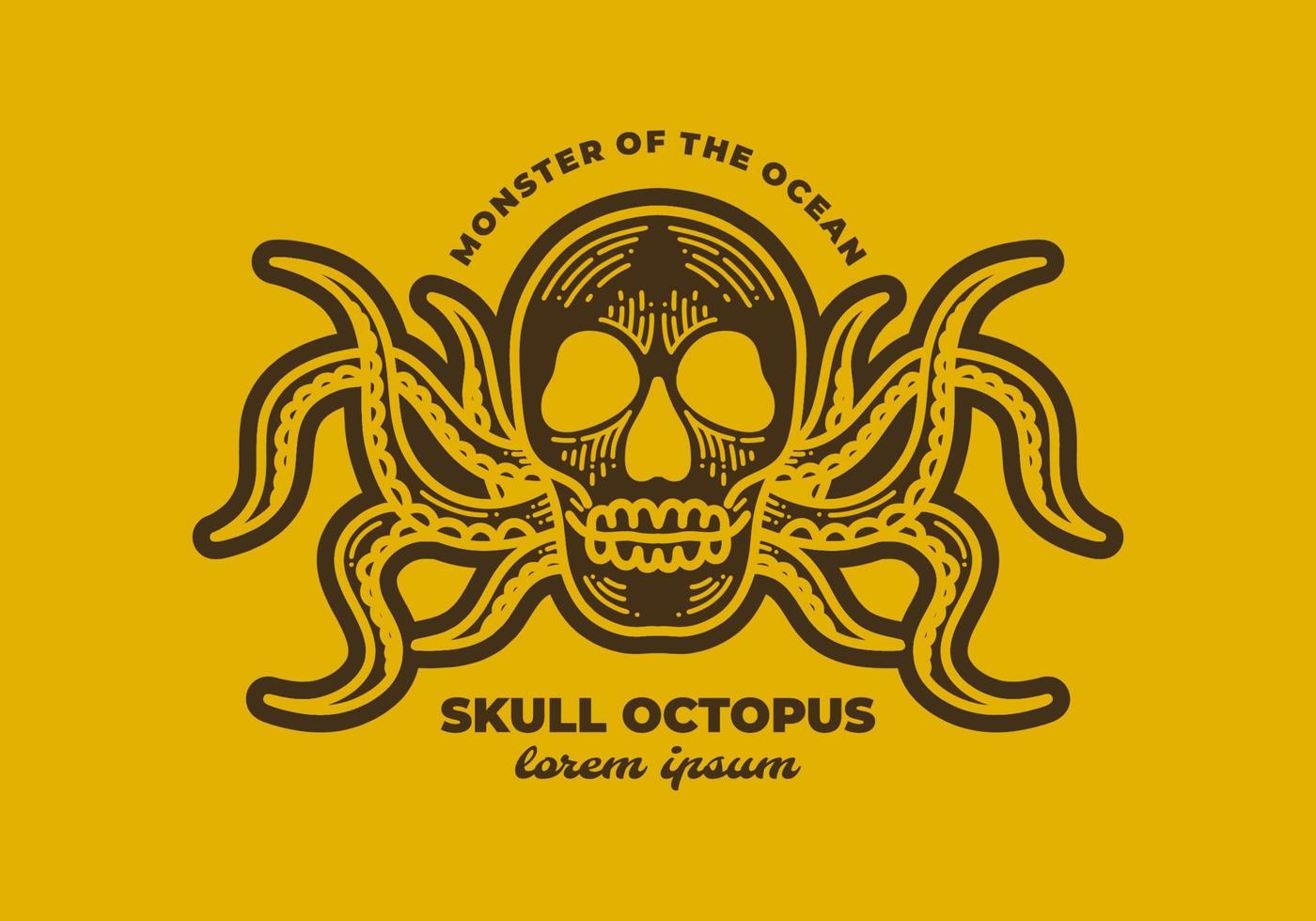 Vintage art design of a skull with octopus legs vector