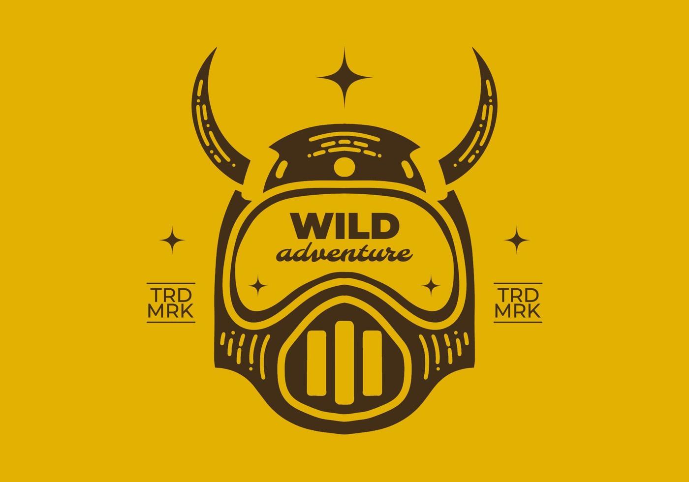 Vintage art design of a helmet with sharp horns vector
