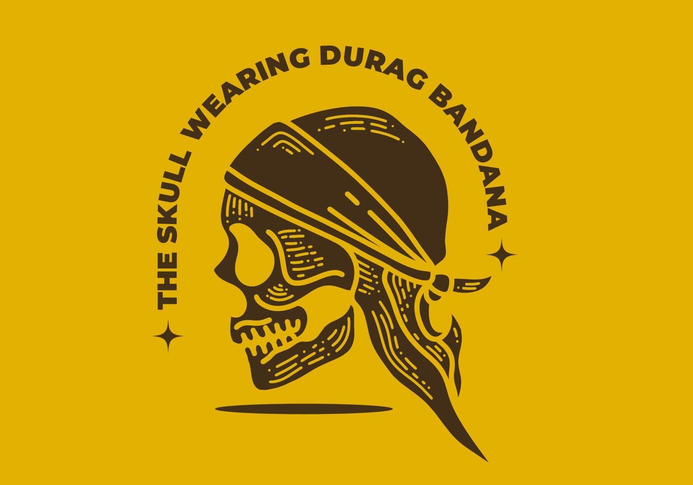 diseño de arte vintage de una calavera con durag vector