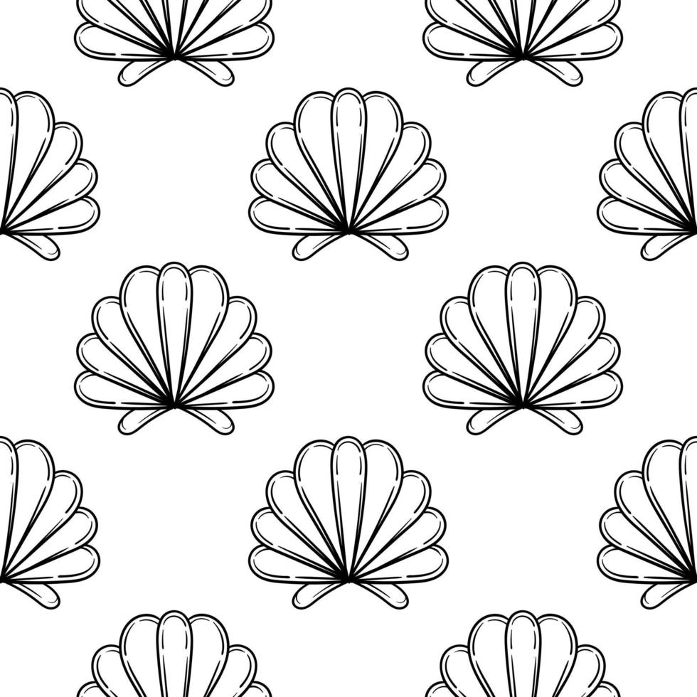 seashell hand drawn seamless pattern vector