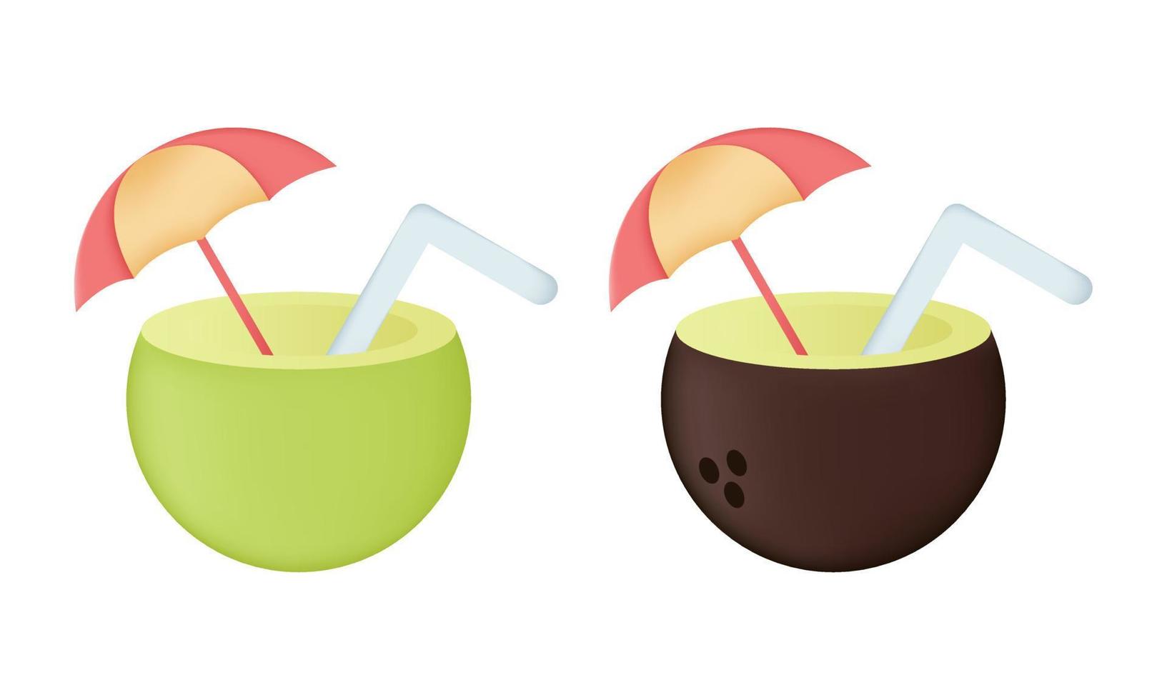 illustration of young and old coconut with mesh technique vector