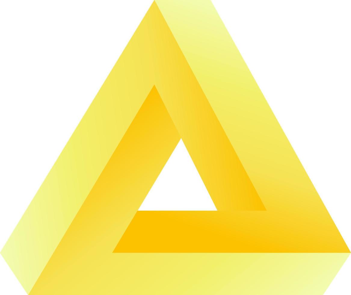 ilustración de vector de triángulo penrose dorado para logotipo, icono, signo, símbolo, insignia, elemento, etiqueta, emblema o diseño