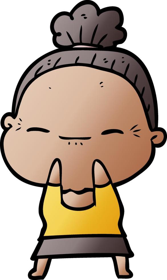 cartoon peaceful old woman vector