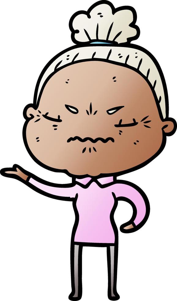 cartoon annoyed old lady vector