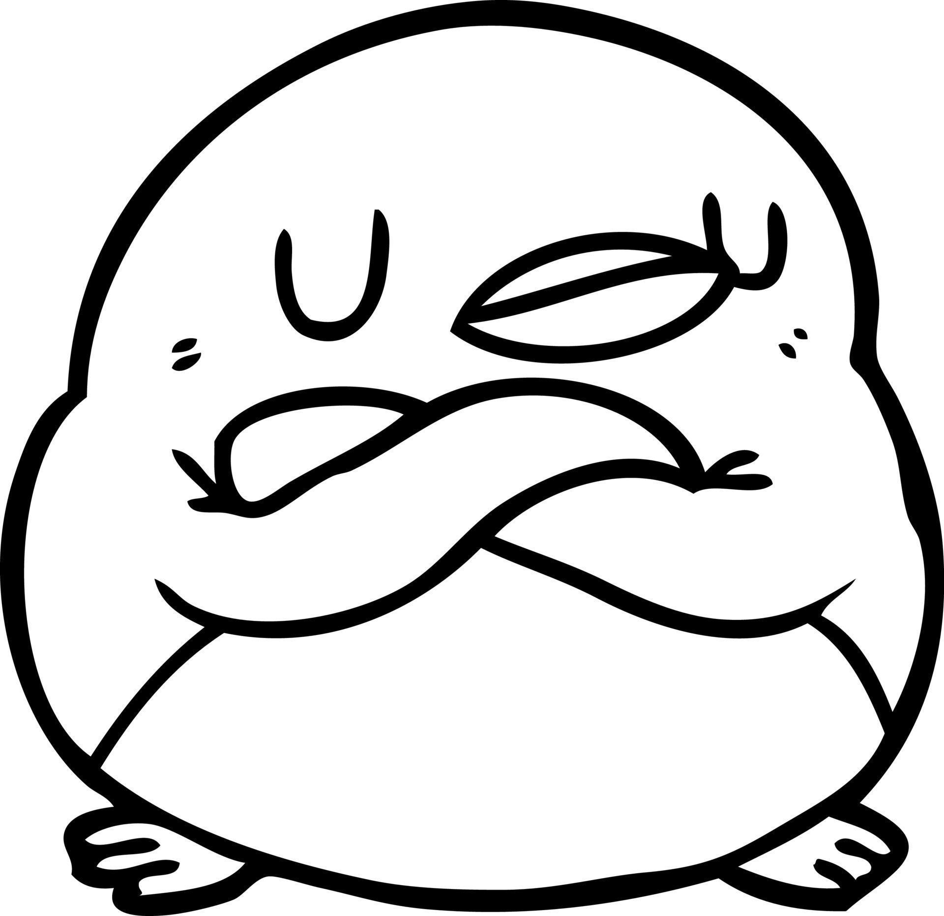 line drawing of a penguin with crossed arms 12466927 Vector Art at Vecteezy