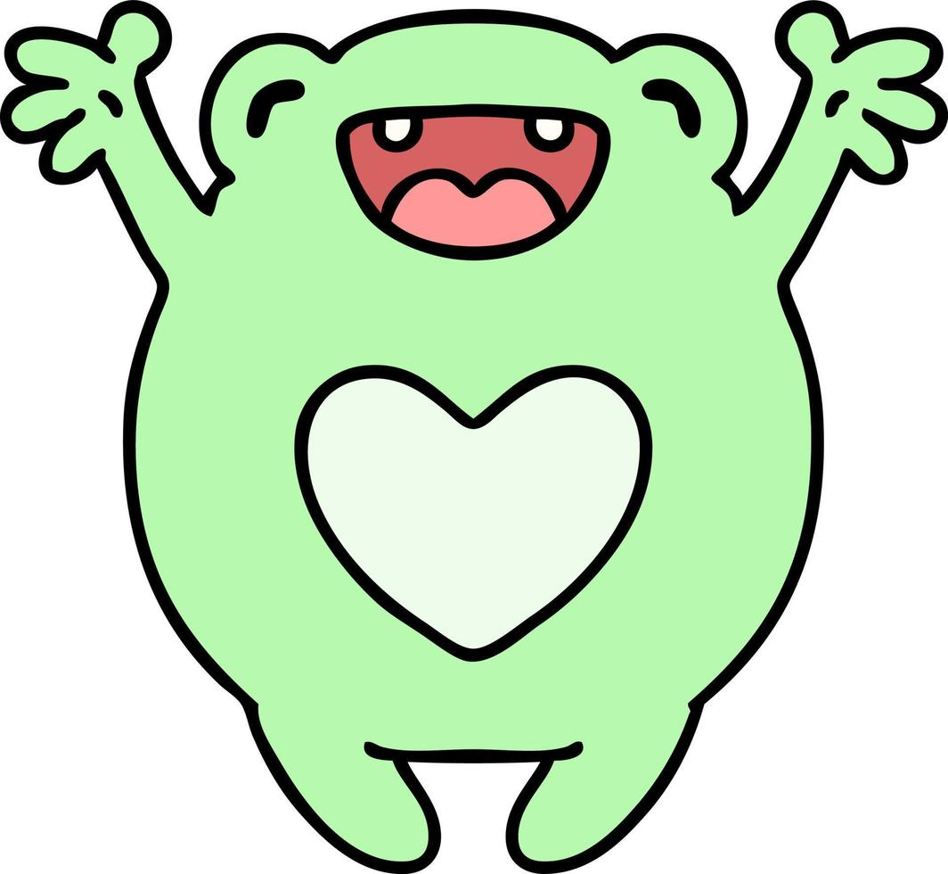 caricatura de una rana feliz enamorada vector
