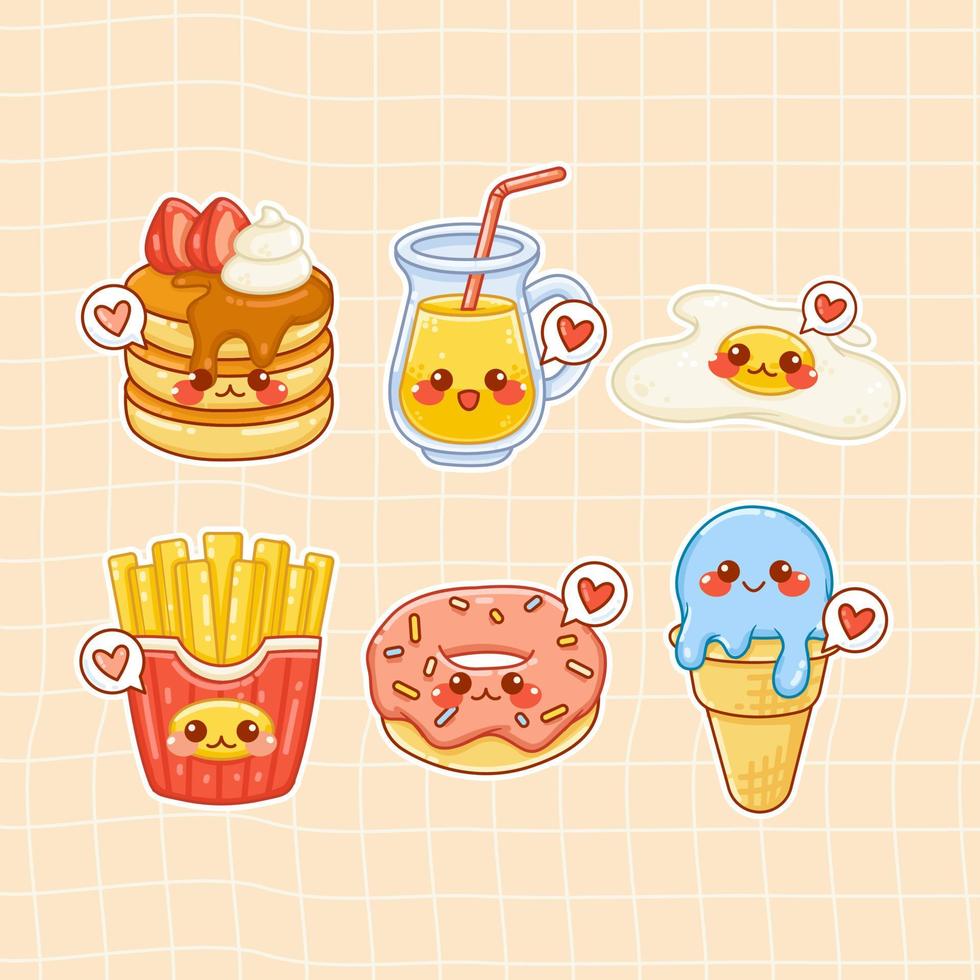 Cute Kawaii Food Sticker 10243108 Vector Art at Vecteezy