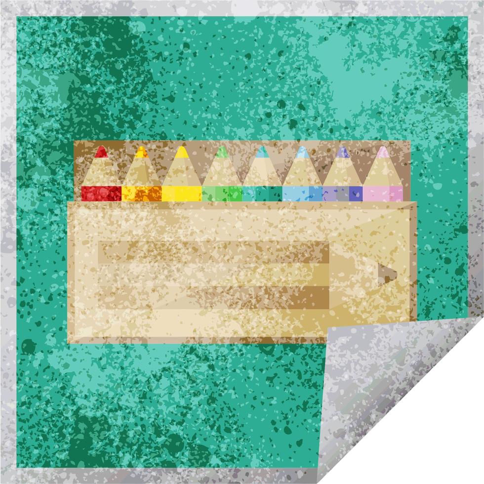 pack of coloring pencils graphic vector illustration square sticker