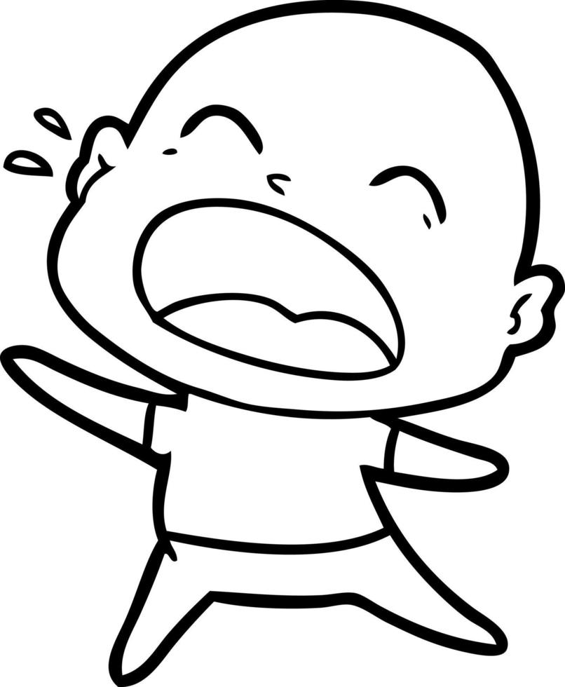 cartoon shouting bald man vector