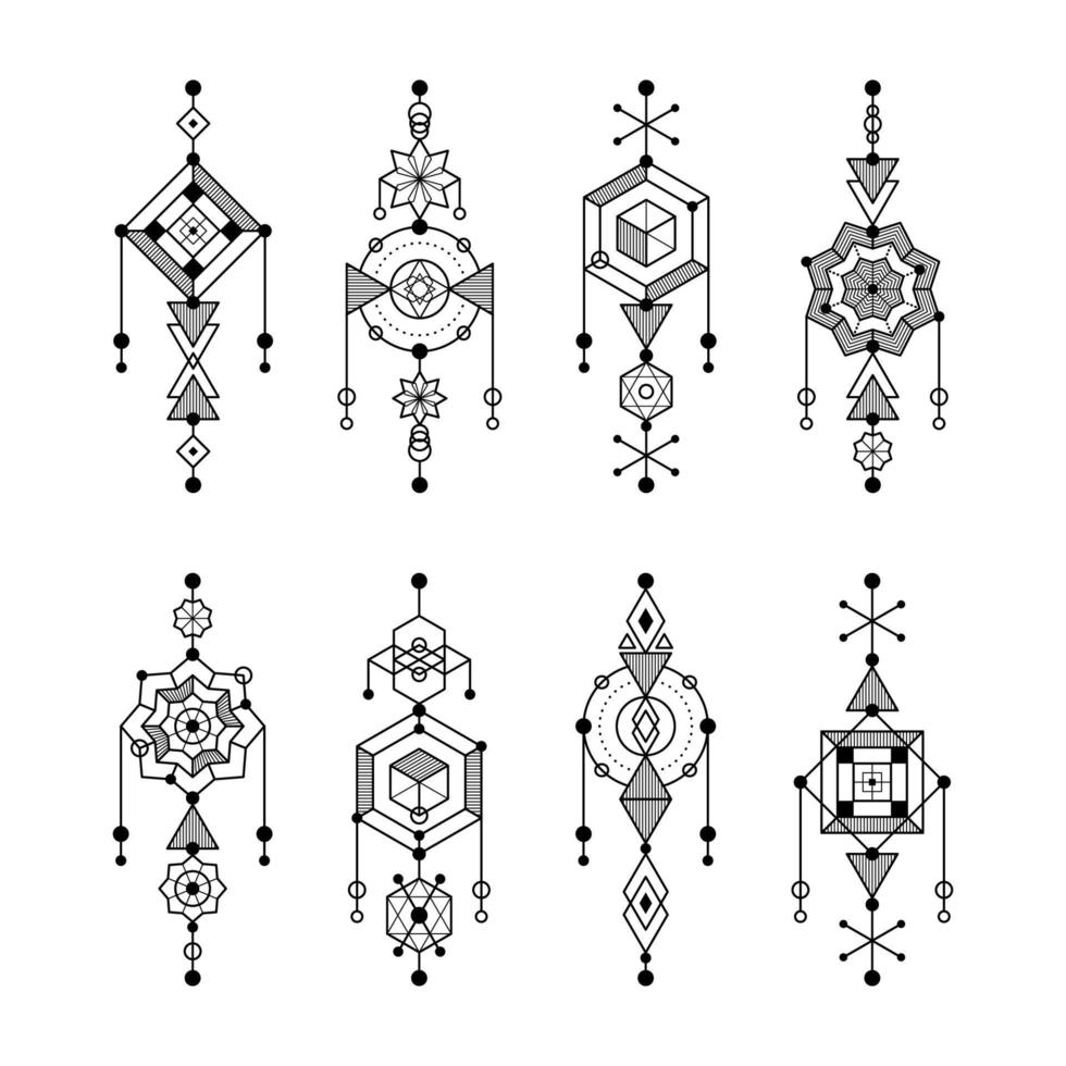 Handdrawn Aesthetics Minimalist Tattoo Abstract Geometric Lines vector