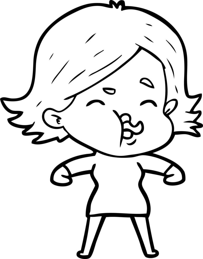 cartoon girl pulling face vector