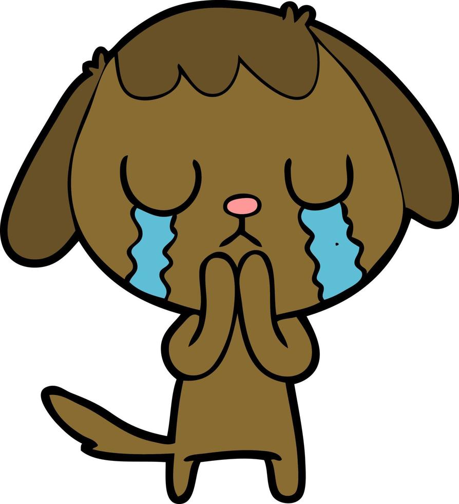 cute cartoon dog crying vector