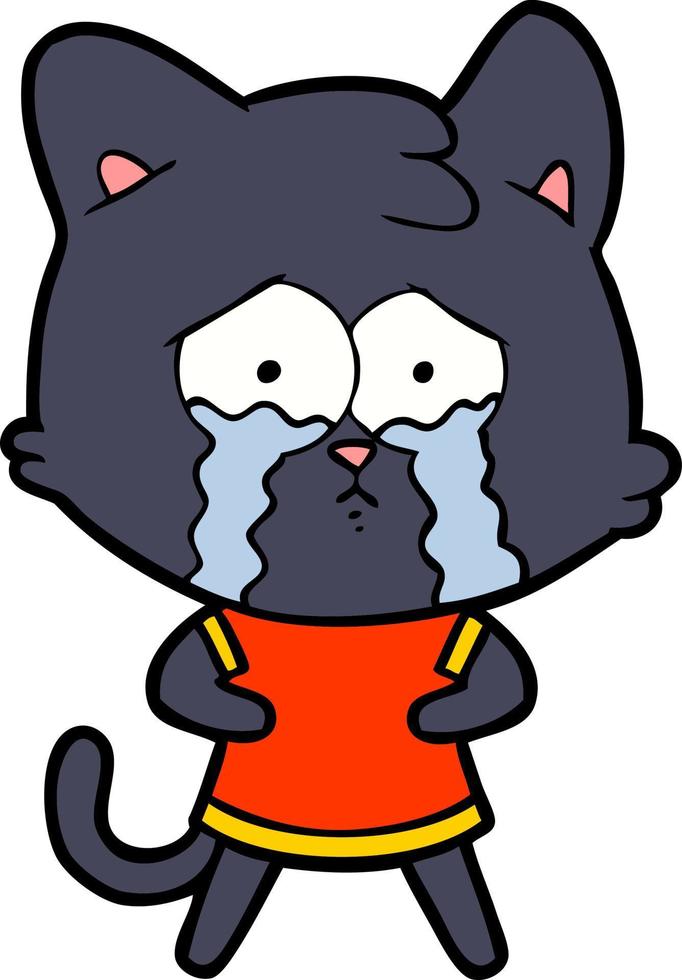 cartoon crying cat vector