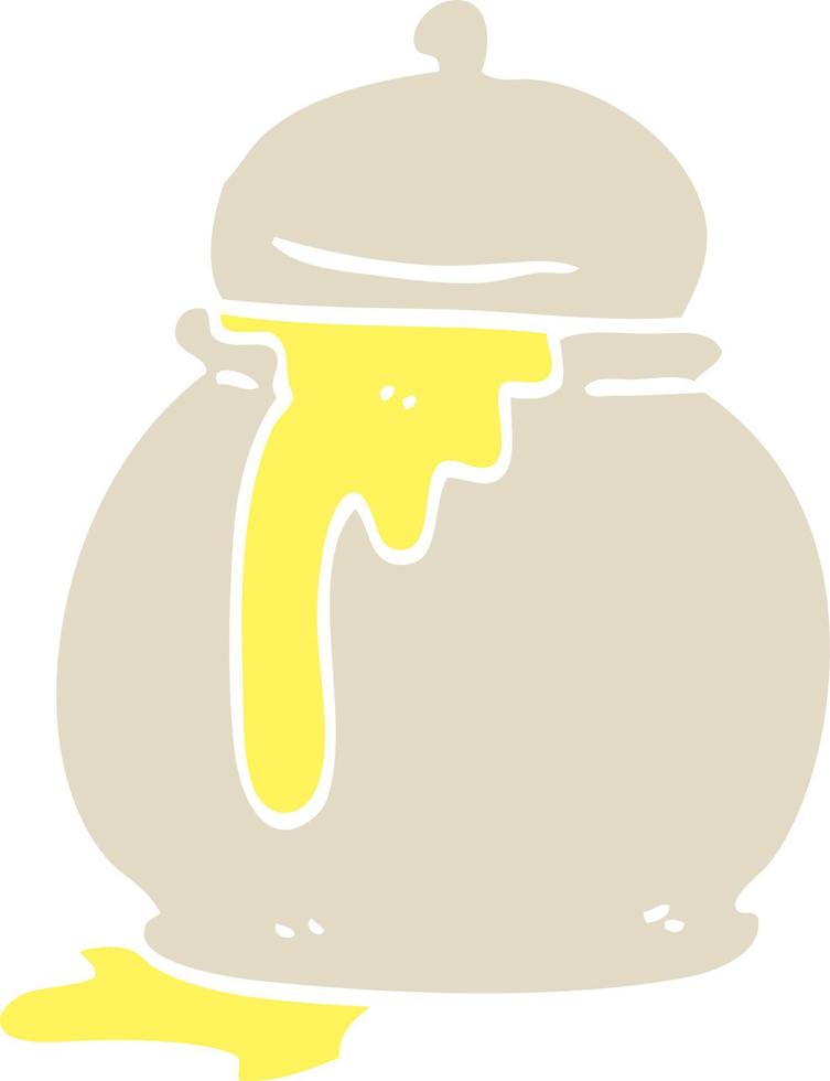 flat color illustration cartoon honey pot vector