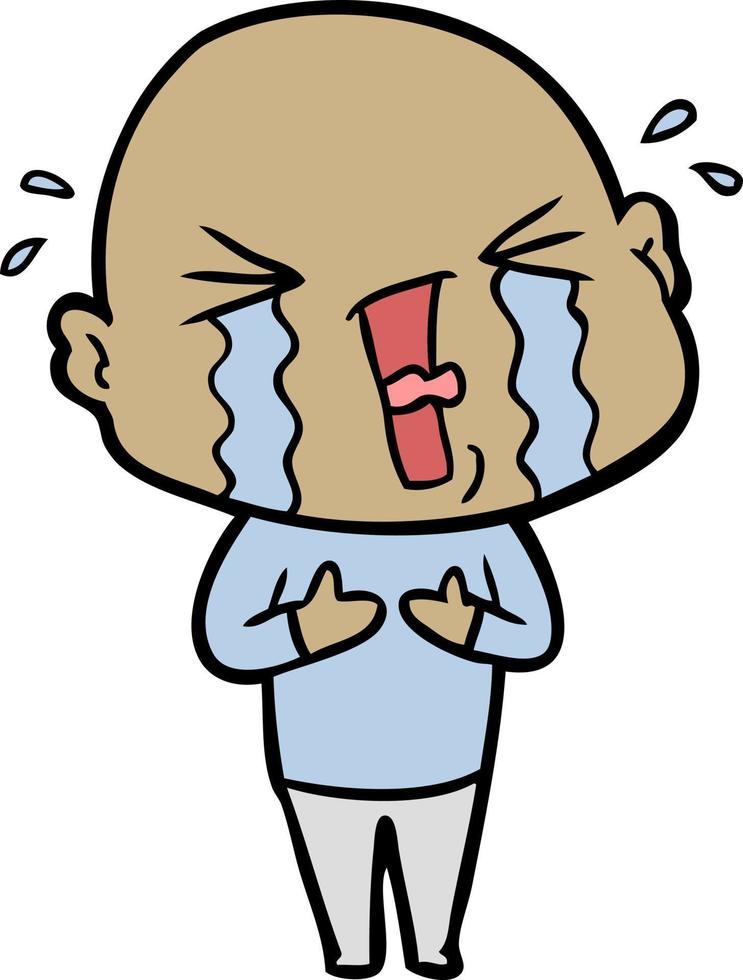 cartoon crying bald man vector