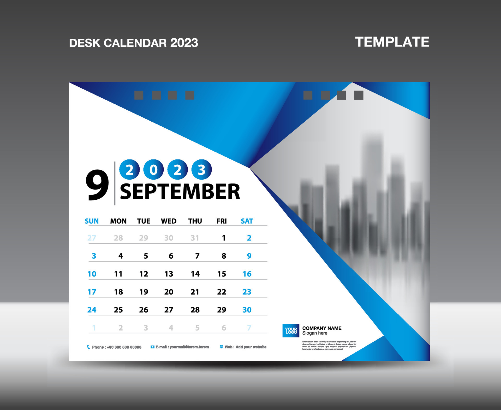 Premium Vector  September 2023 quarterly calendar block wall calendar in  english week starts from sunday