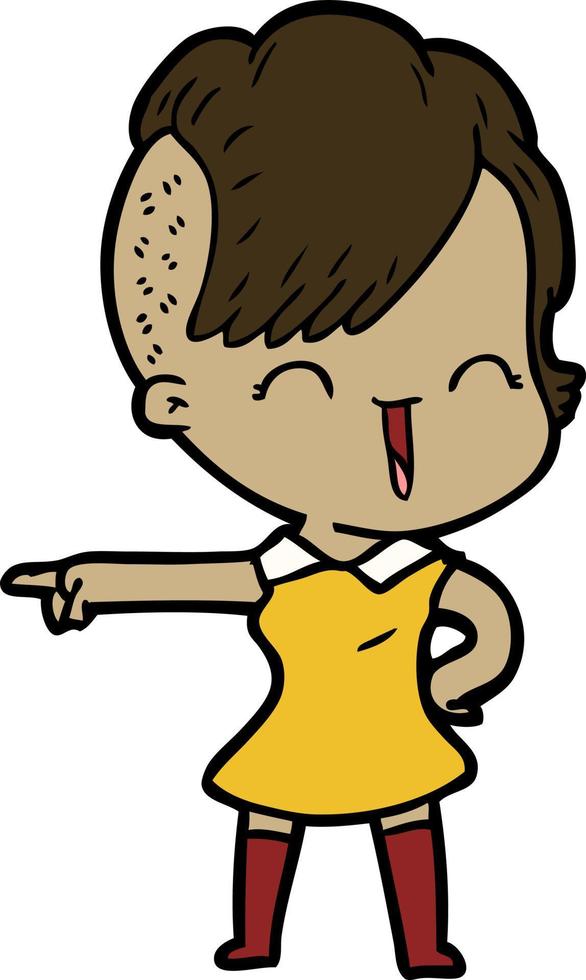cartoon happy hipster girl vector