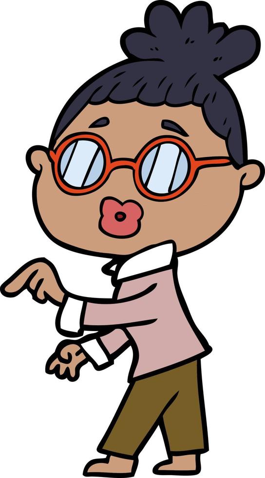 cartoon woman wearing spectacles vector
