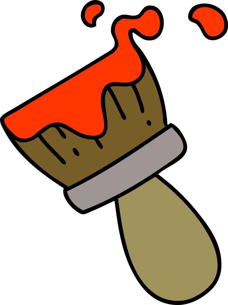 cartoon of a paintbrush loaded with paint vector