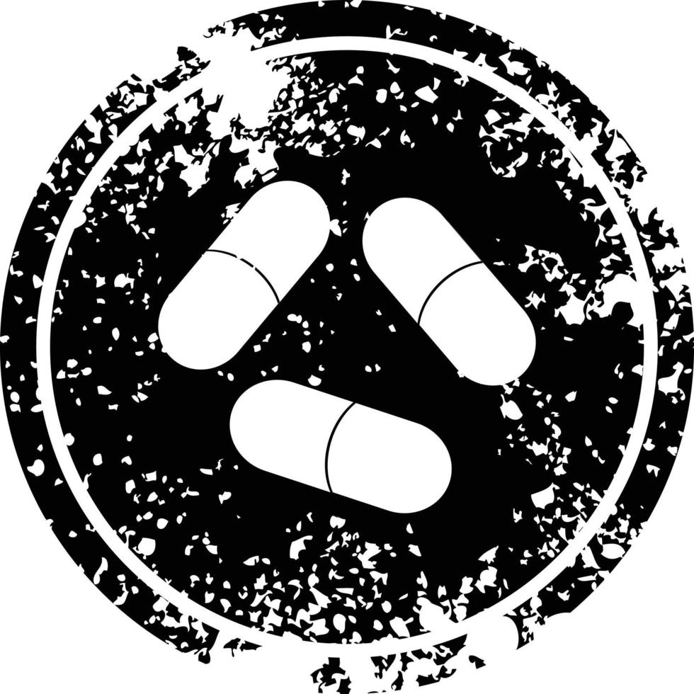 pills vector illustration circular distressed symbol