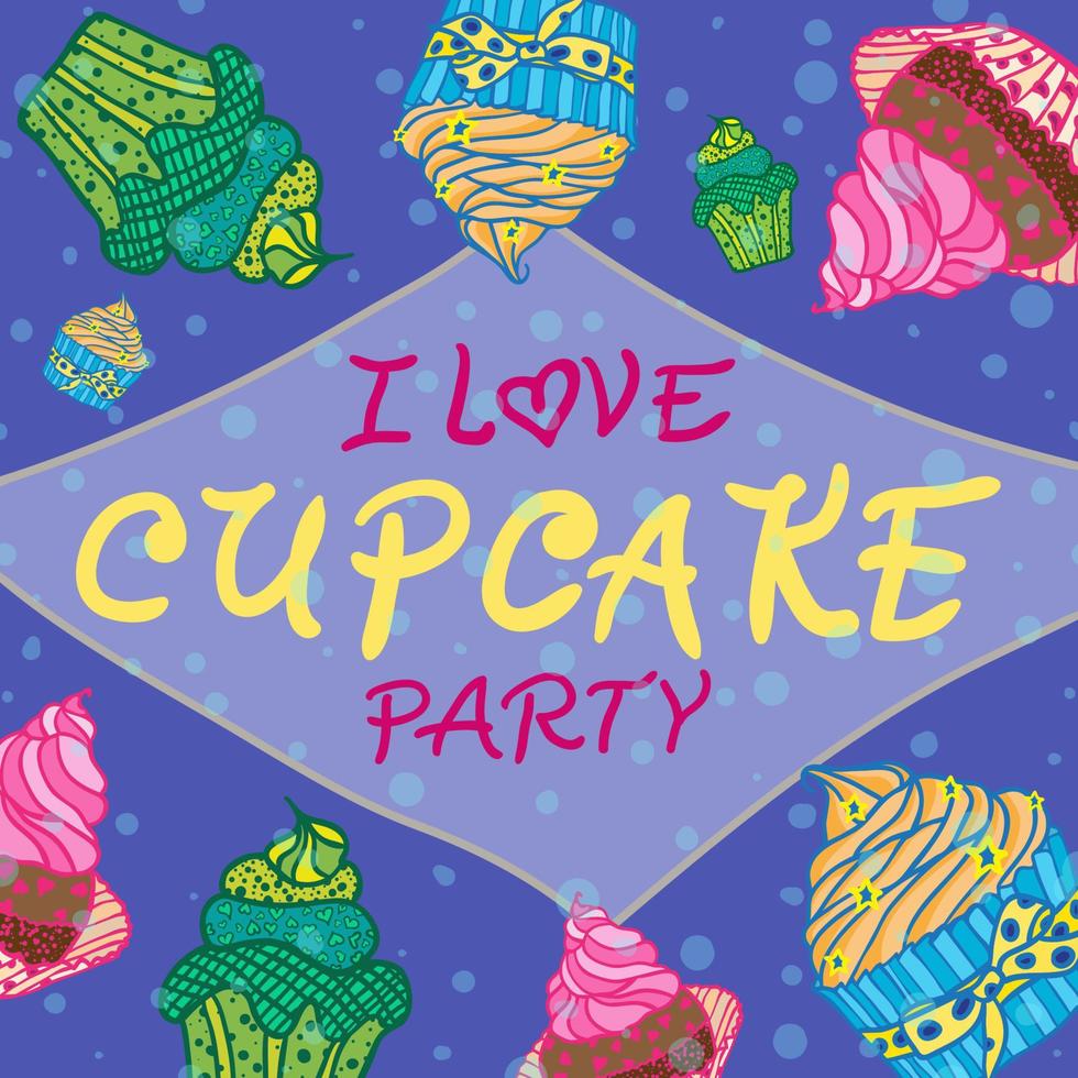 Hand drawn invitationfor card with cupcakes, Best for party cafe or restaurant vector