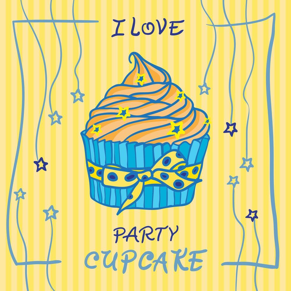 Hand drawn invitationfor card  with cupcakes,  Best for party cafe or restaurant vector