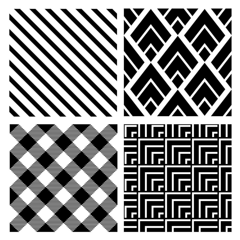 silueta de un patrón geométrico en blanco y negro conjunto de vector de archivo de corte pastel de mosaico sin costura