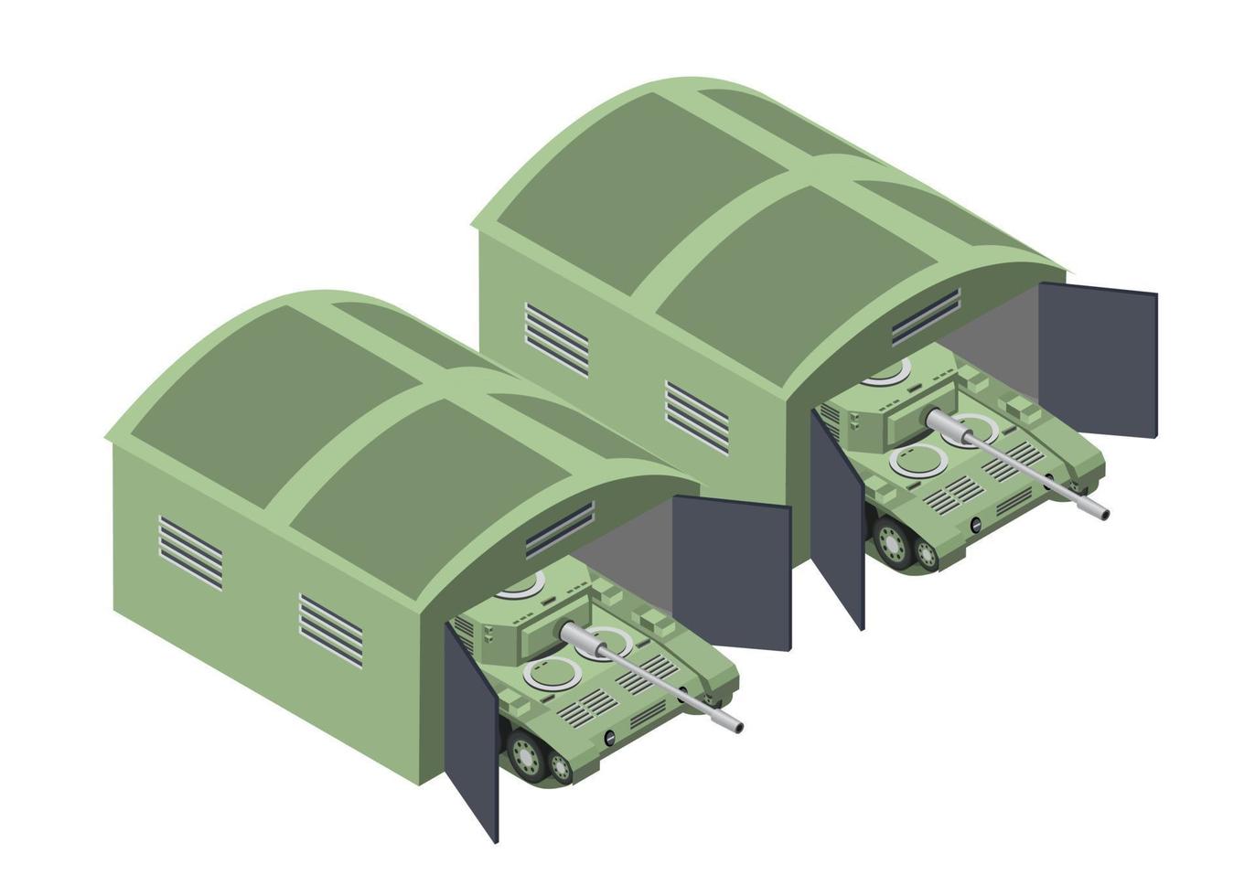 Set of army armed troop isometric armed military transport objects and war combat equipment force graphic elements tank machine 3D illustration vector