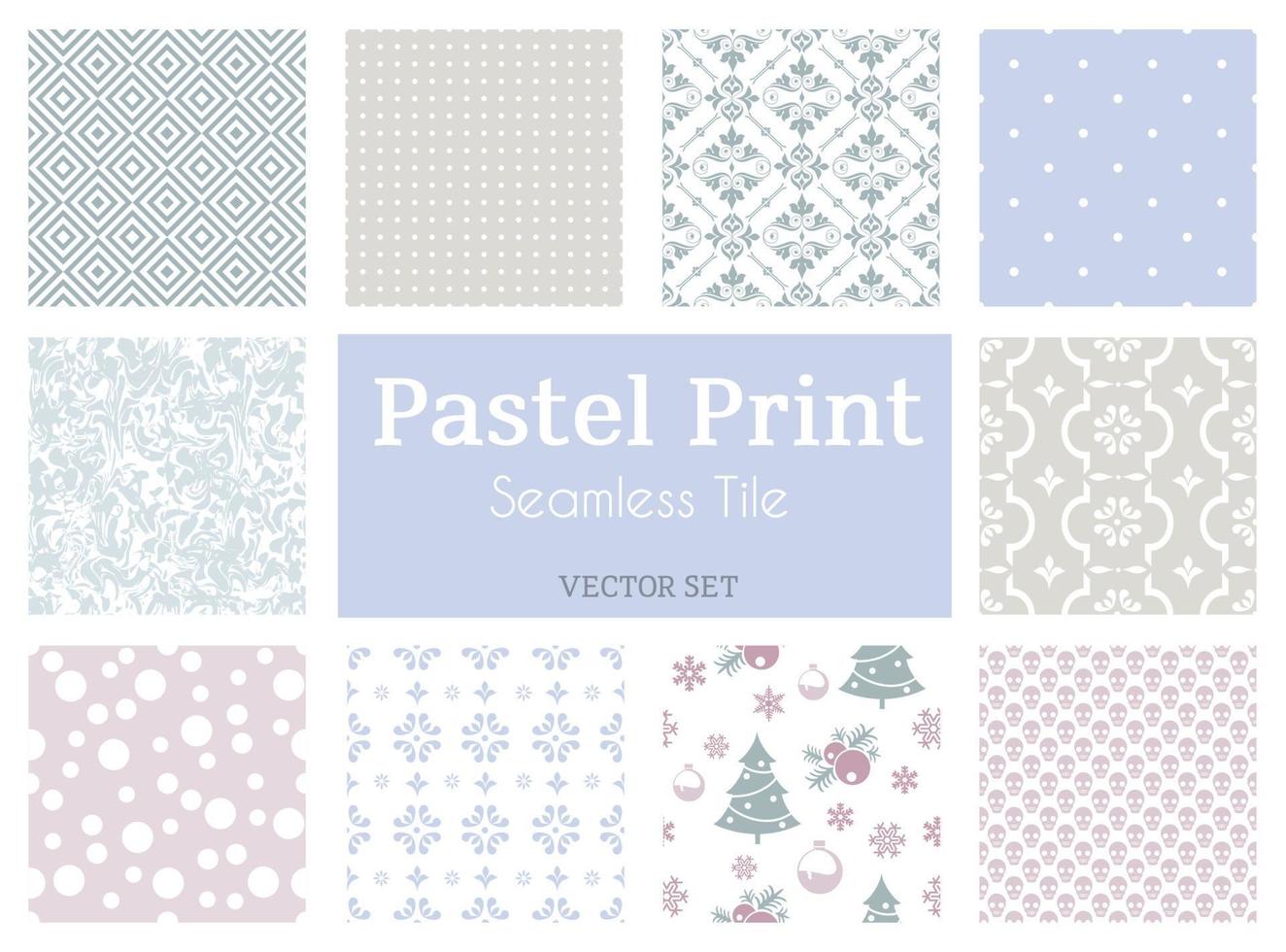 Set of vector tiled seamless collection of modern stylish pastel basic color patterns. Texture for packaging banners wallpaper, fabric print, business cards