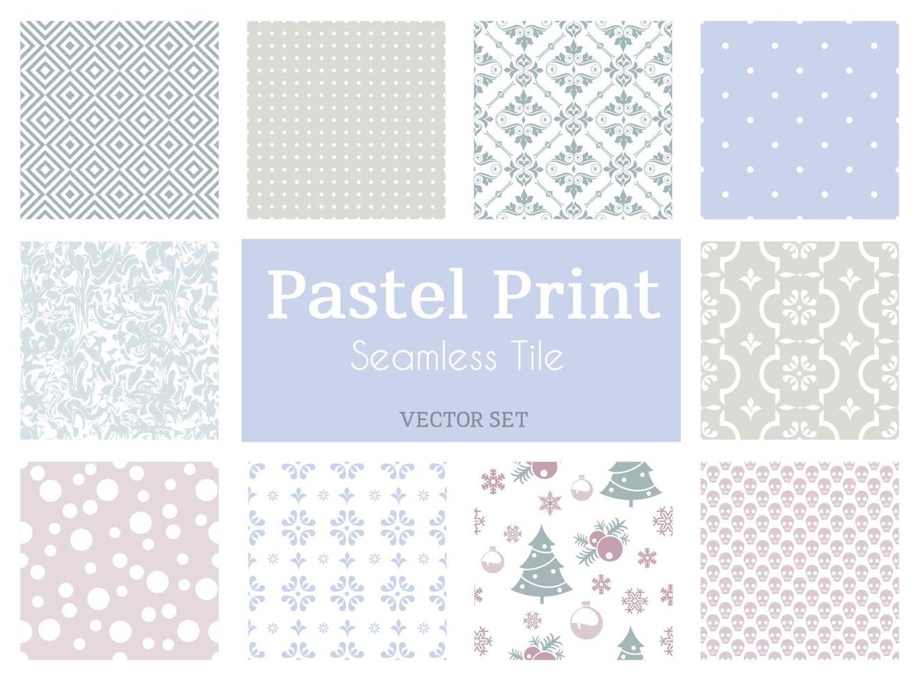 conjunto de mosaicos vectoriales sin costuras de patrones de color básicos pastel con estilo moderno. textura para papel tapiz de pancartas de embalaje, estampado de tela, tarjetas de visita vector