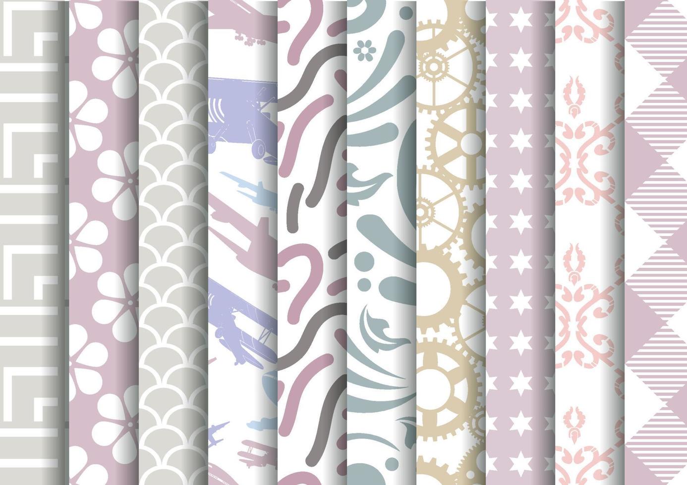 Set of vector tiled seamless collection of modern stylish pastel basic color patterns. Texture for packaging banners wallpaper, fabric print, business cards