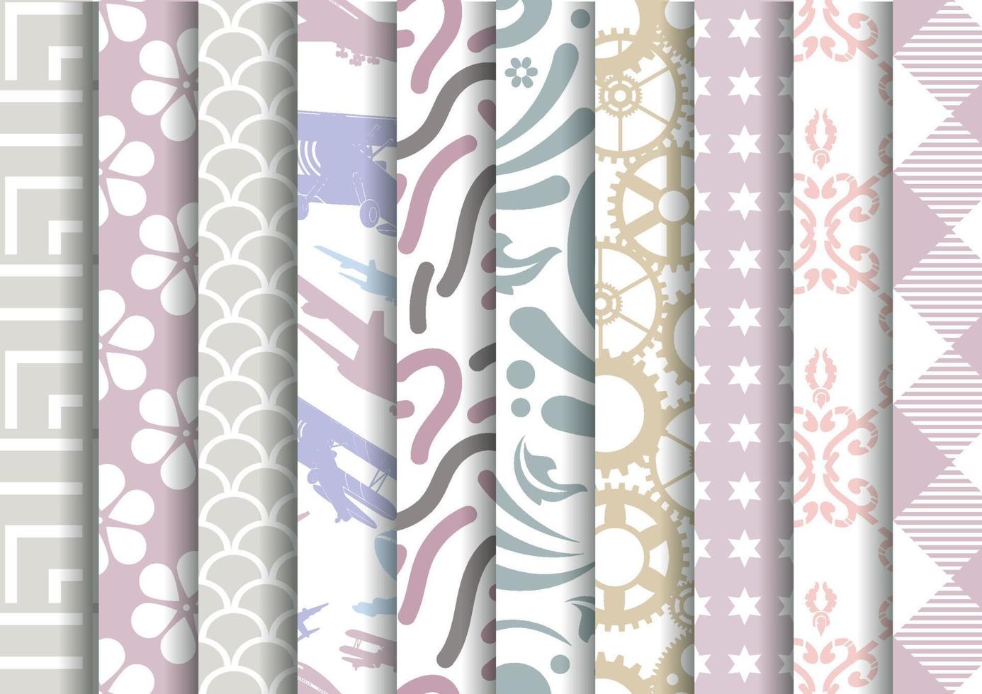 conjunto de mosaicos vectoriales sin costuras de patrones de color básicos pastel con estilo moderno. textura para papel tapiz de pancartas de embalaje, estampado de tela, tarjetas de visita vector