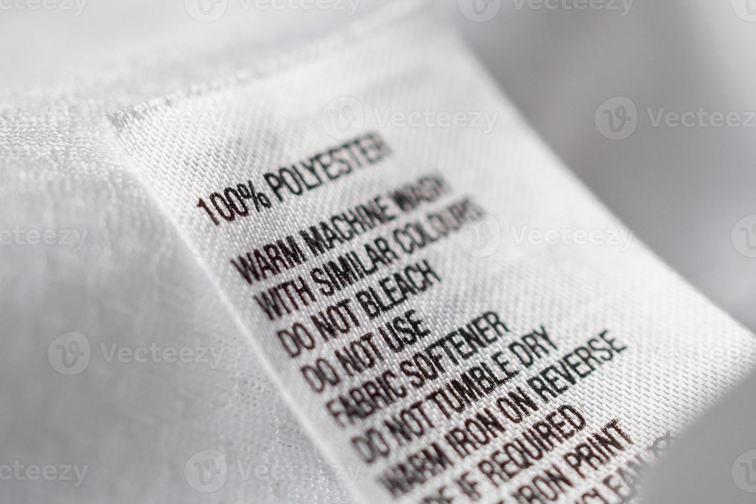 Polyester fabric Clothing label with laundry instructions photo