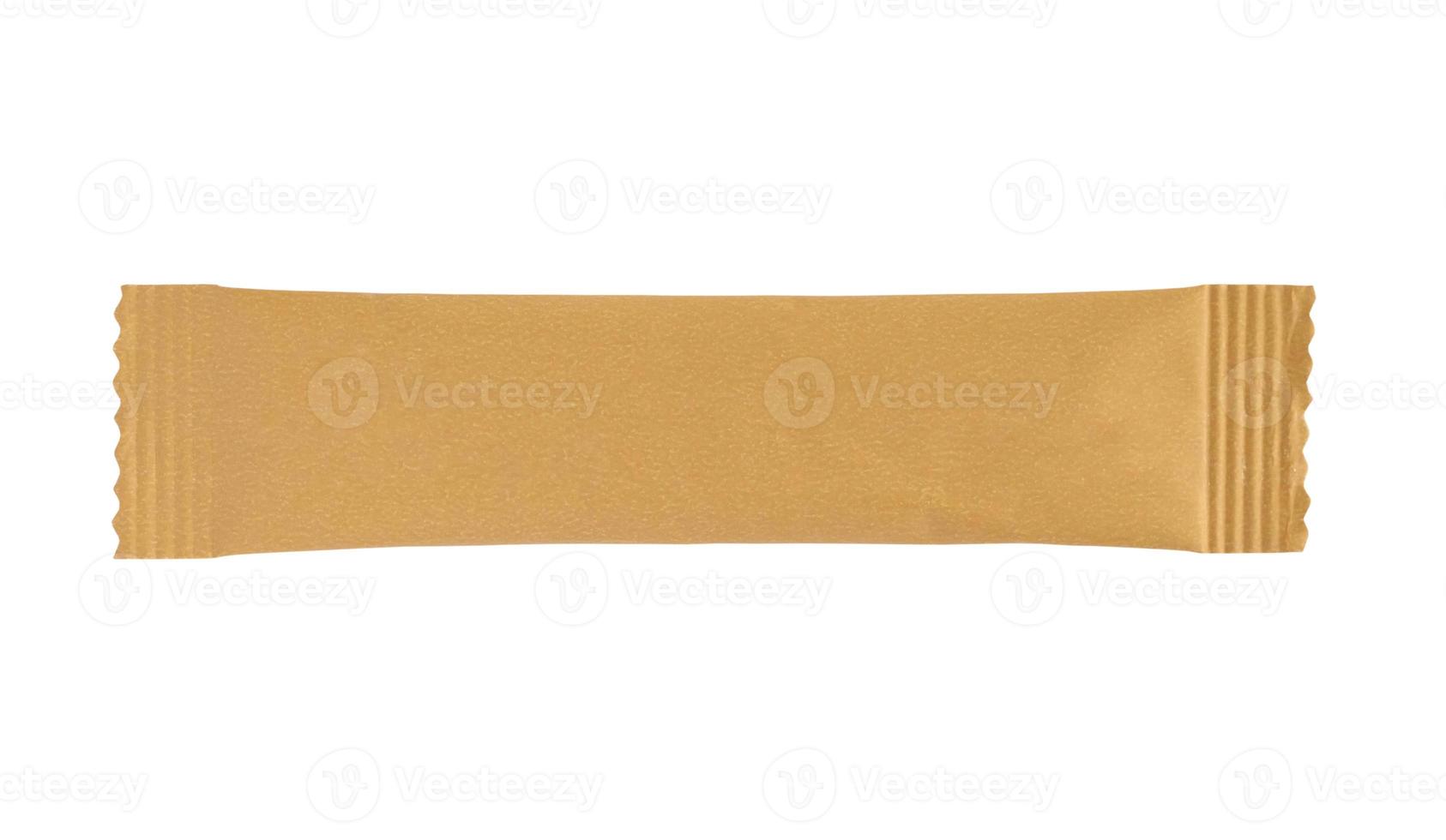 blank brown stick sachet package isolated on white background photo
