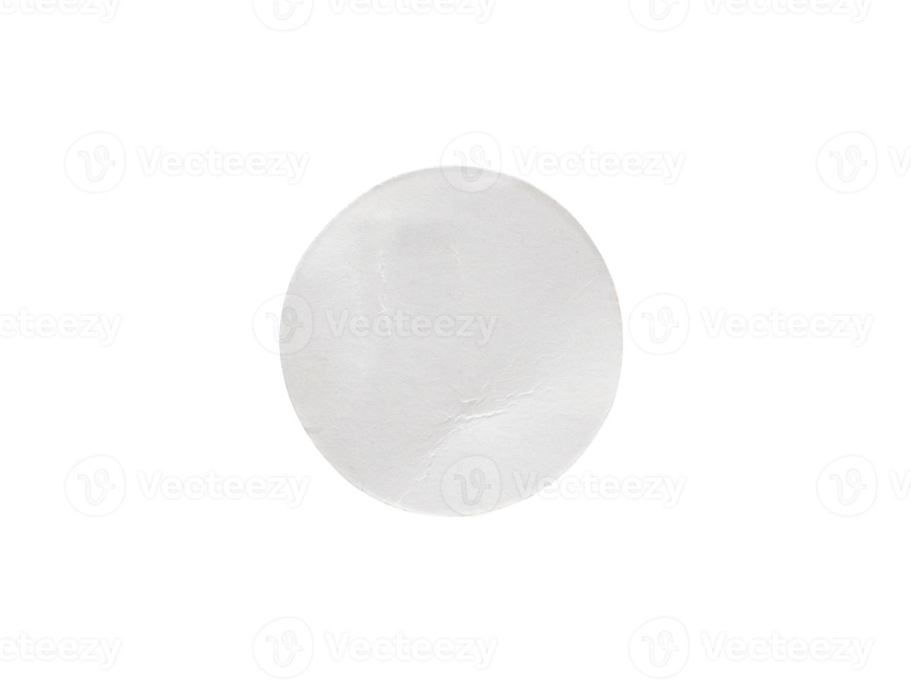 Blank white round paper sticker label isolated on white background with clipping path photo