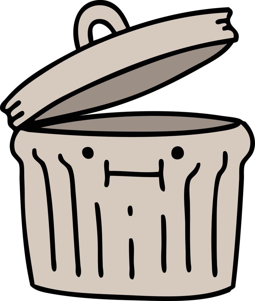 cartoon of a metal garbage can vector