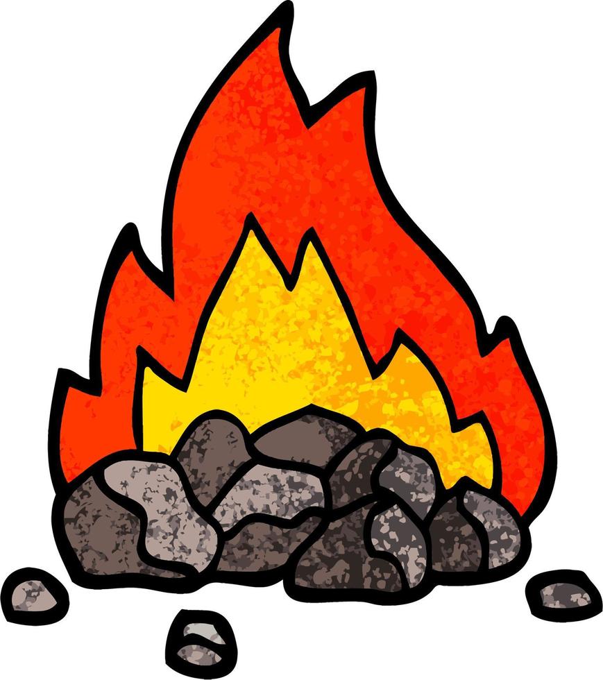 carbones ardientes de dibujos animados de ilustración con textura grunge vector