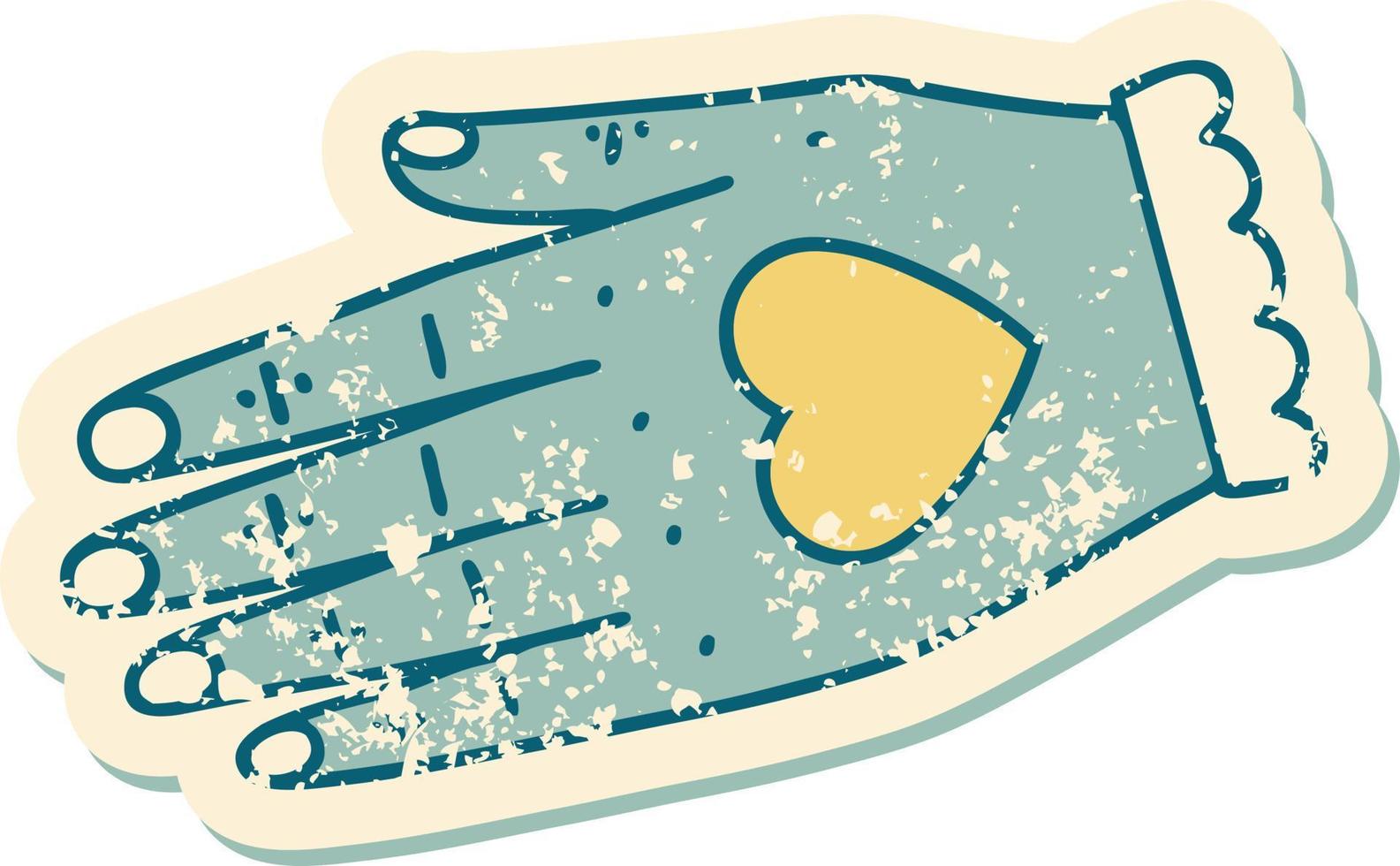iconic distressed sticker tattoo style image of a hand vector