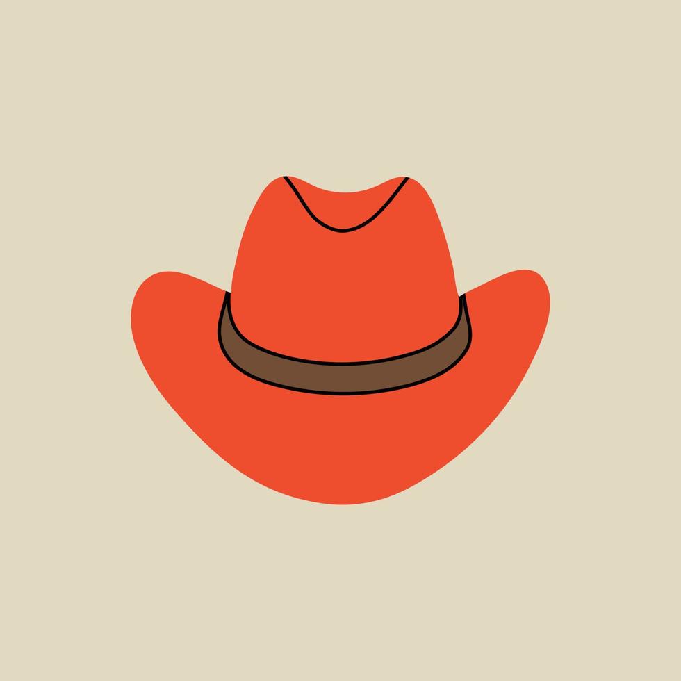 Wild west element in modern flat, line style. Hand drawn vector illustration of old western cowboy hat fashion style, cartoon design. Cowboy Texas patch, badge, emblem, logo.