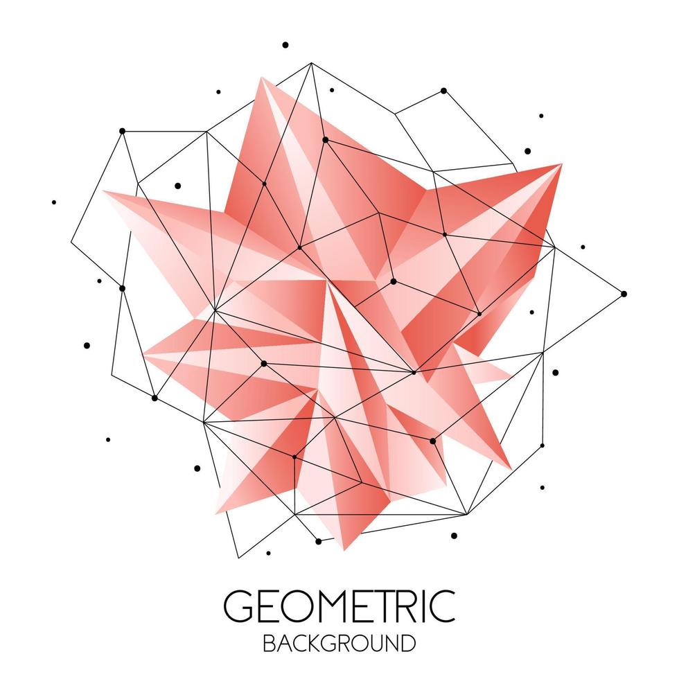 Polygonal abstract futuristic template, low poly sign on white background. Vector lines, dots and triangle shapes, connecting network, digital molecules technology, connection structure.