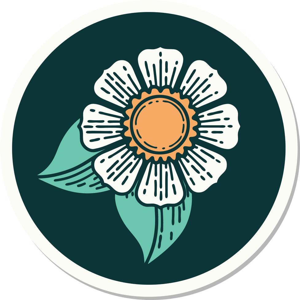 tattoo style sticker of a flower vector