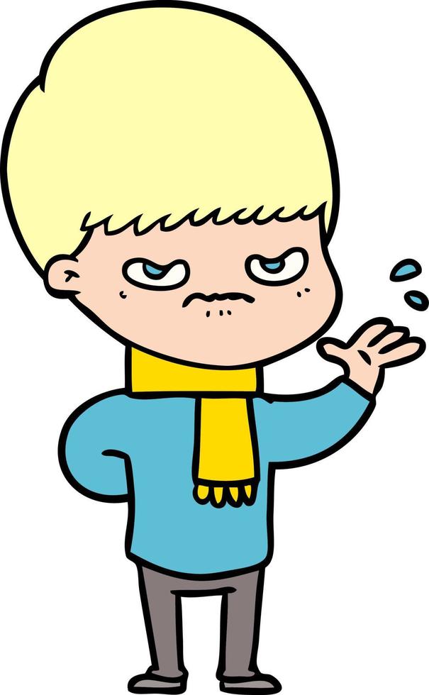 annoyed cartoon boy vector