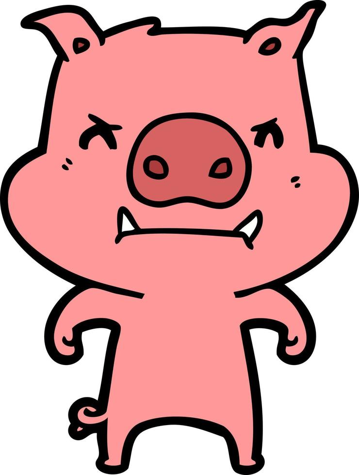 angry cartoon pig vector