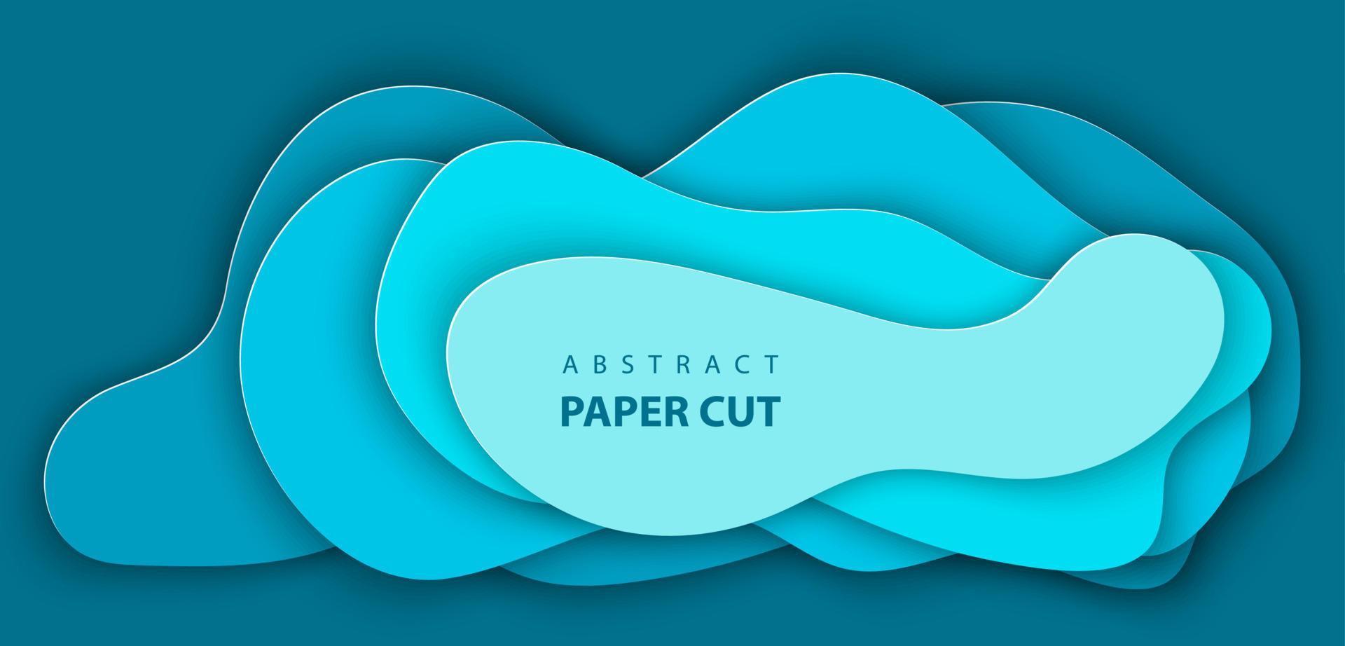 fondo vectorial con formas de corte de papel de color azul. Decoración de papel realista abstracta 3d, diseño texturizado con cartón ondulado, plantilla de diseño de diseño, pancarta, folleto, portada de libro. vector