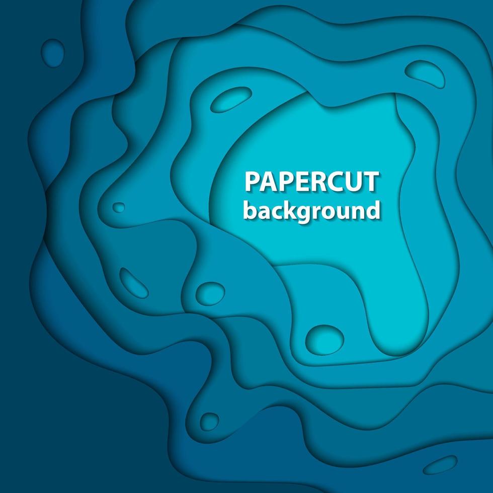 Vector background with deep blue color paper cut shapes. 3D abstract paper art style, design layout for business presentations, flyers, posters, prints, decoration, cards, brochure cover.