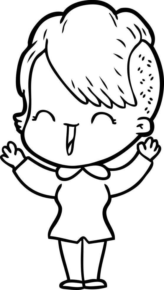 cartoon happy hipster girl vector