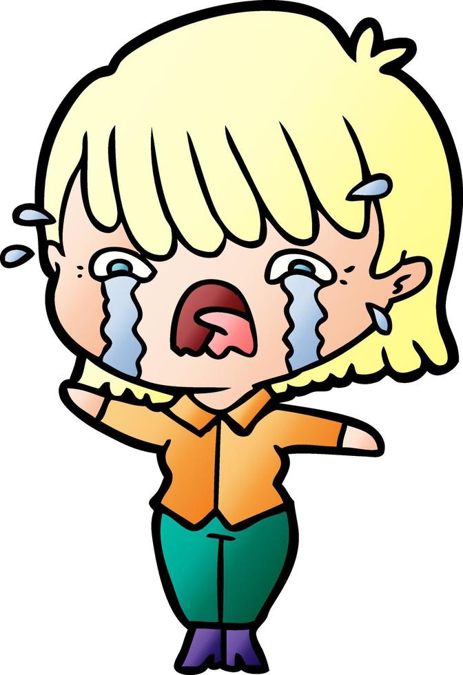 cartoon girl crying vector