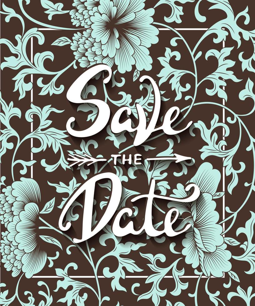 Save the Date invite card vector template with modern calligraphy