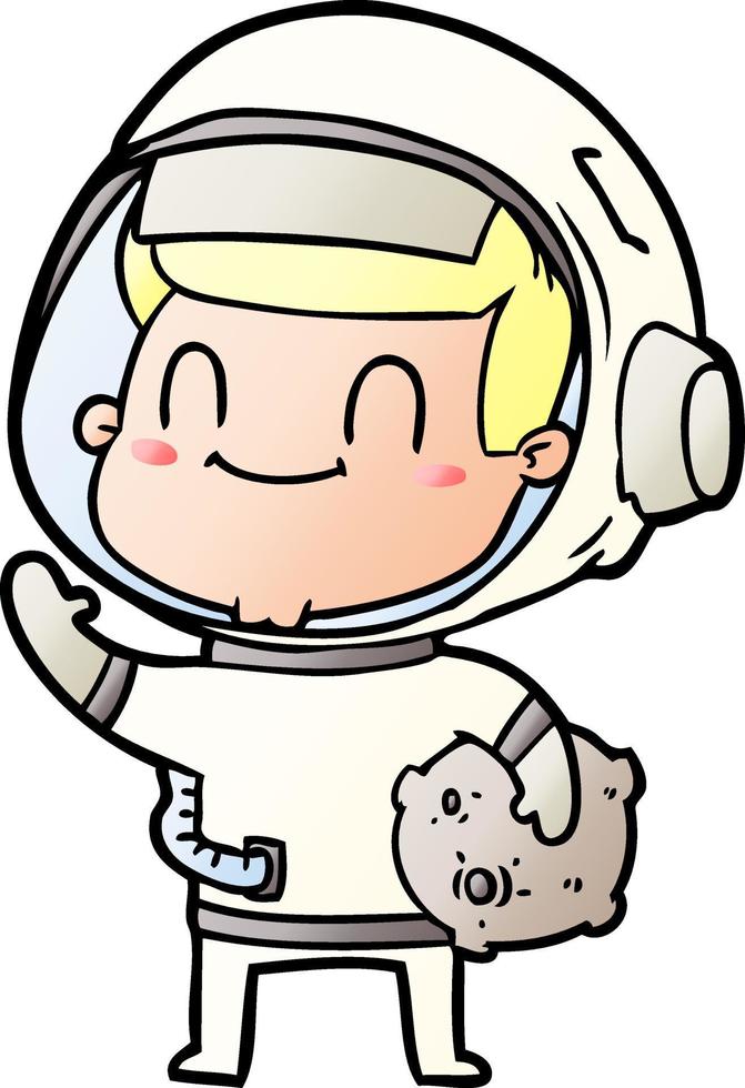 happy cartoon astronaut man vector