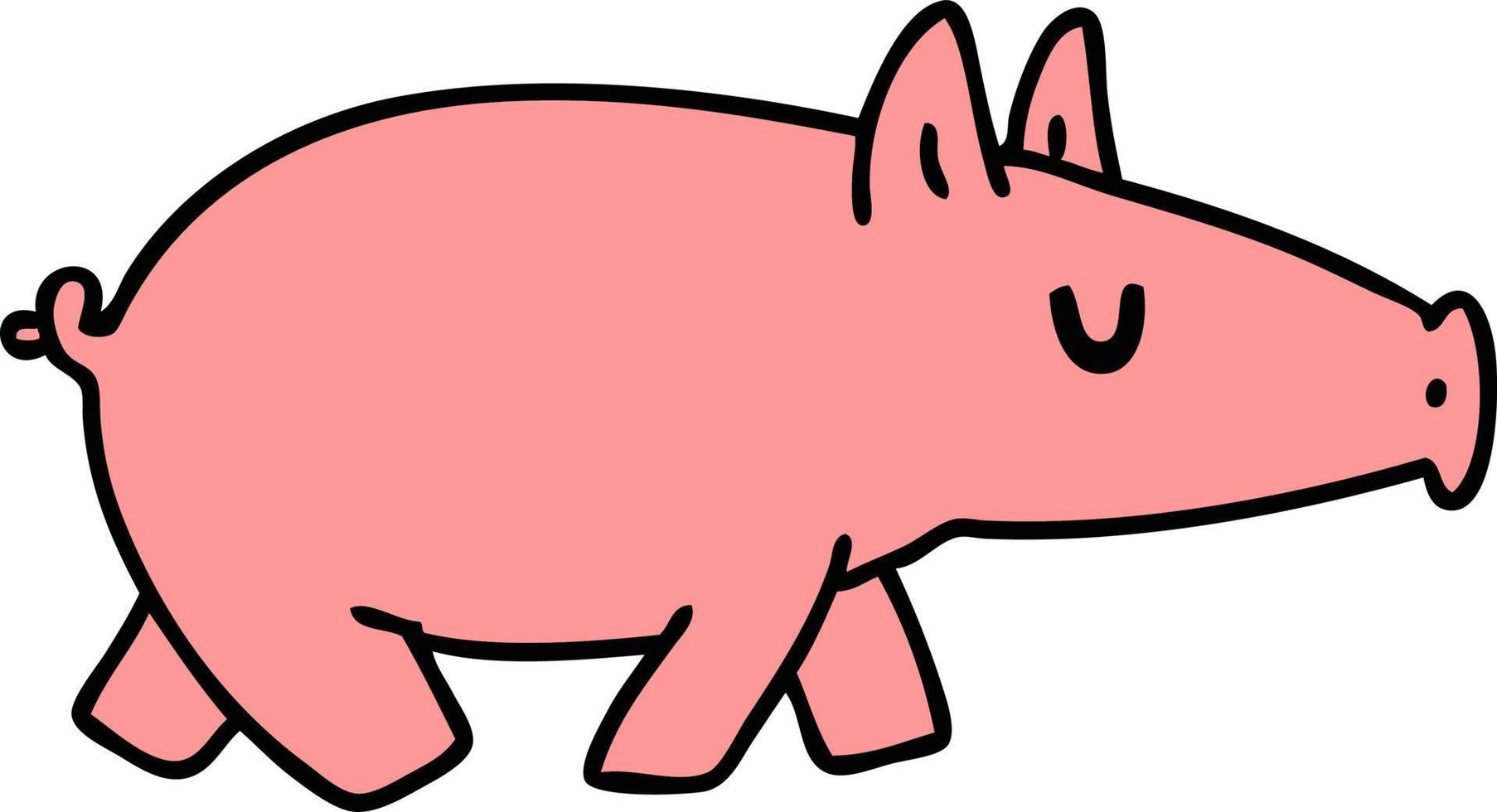 cartoon of a long snouted pig vector